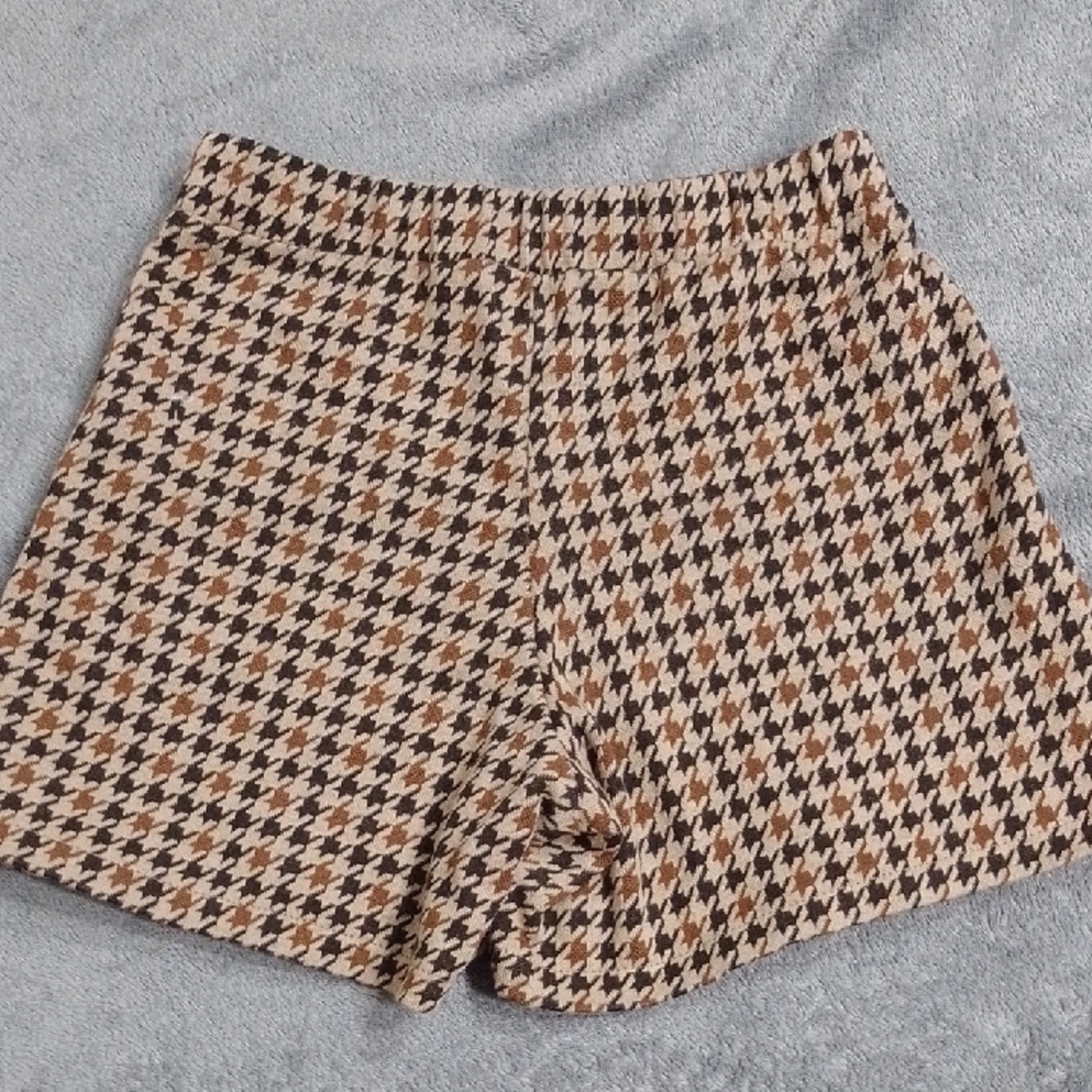 Zara Kids Girls Brown and Cream Houndstooth Skort Size 8 - Picture 3 of 3